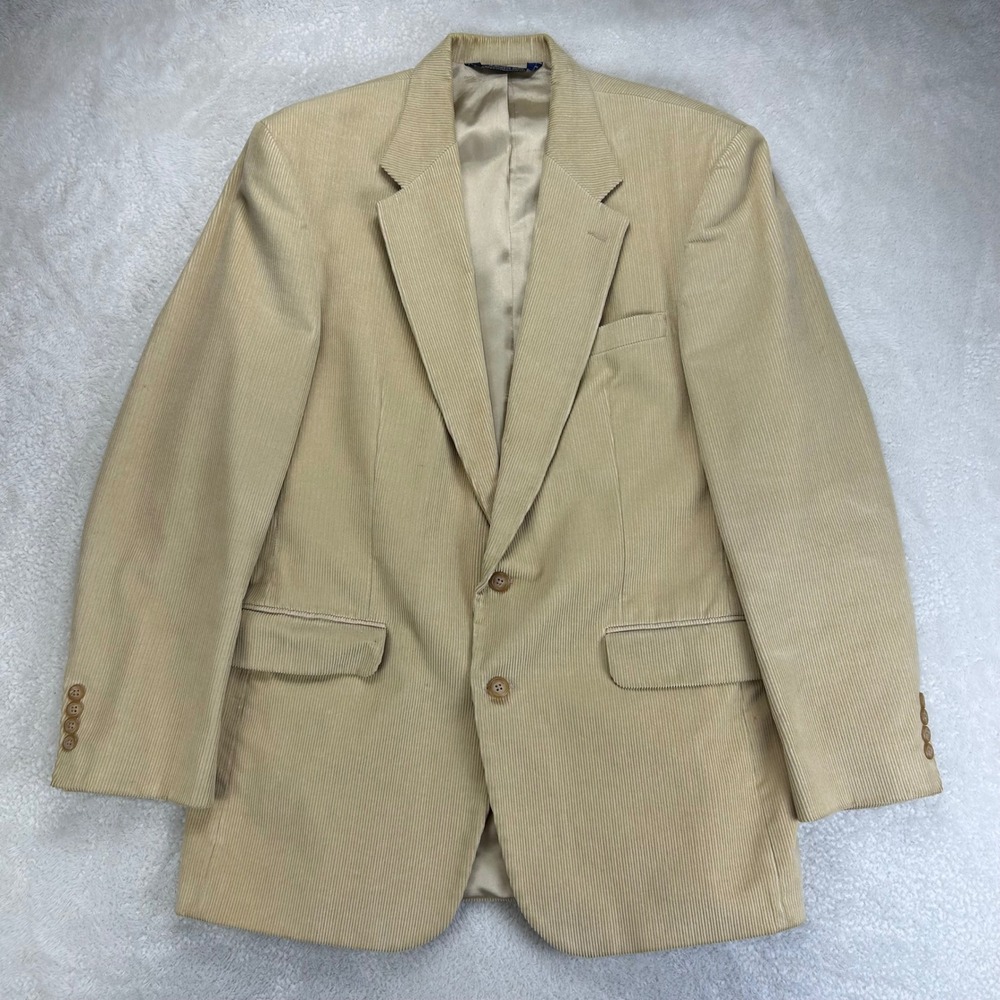 Lands End 65270 Mens 42 L Tan Corduroy Two Button Sport Coat Blazer